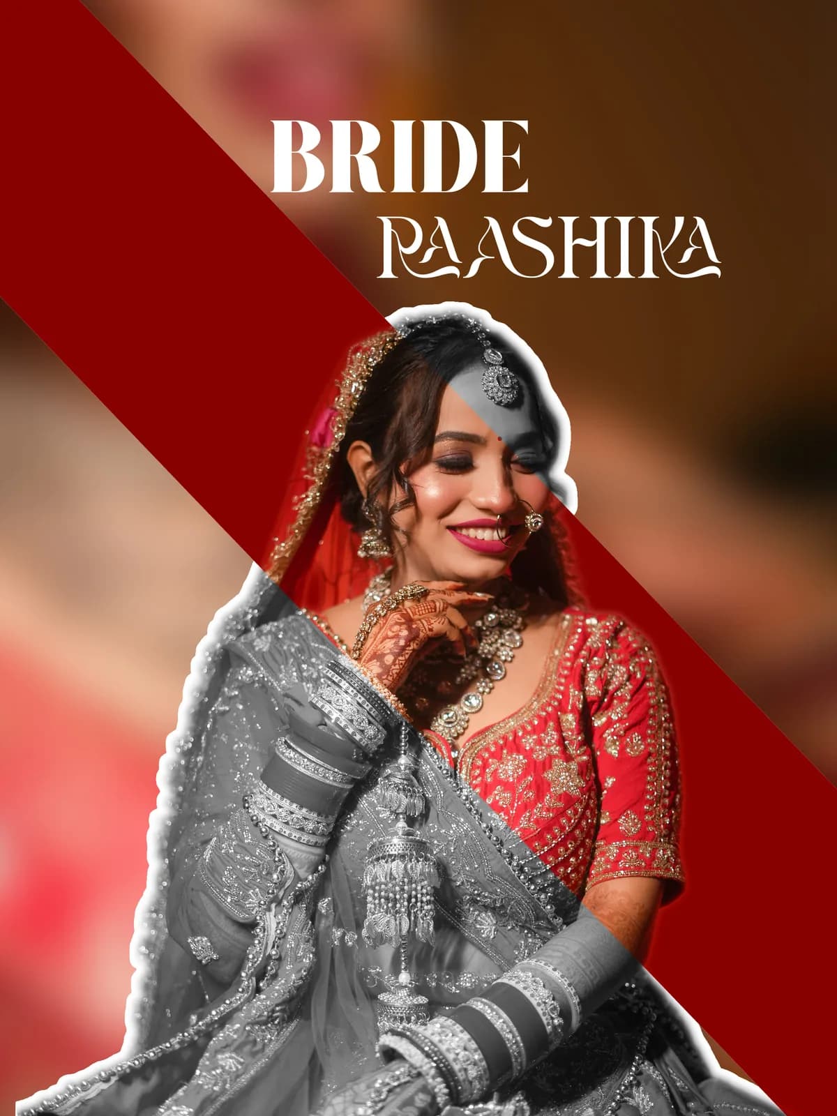 Close-up of traditional Indian wedding rings and mangalsutra glistening on bride's hand